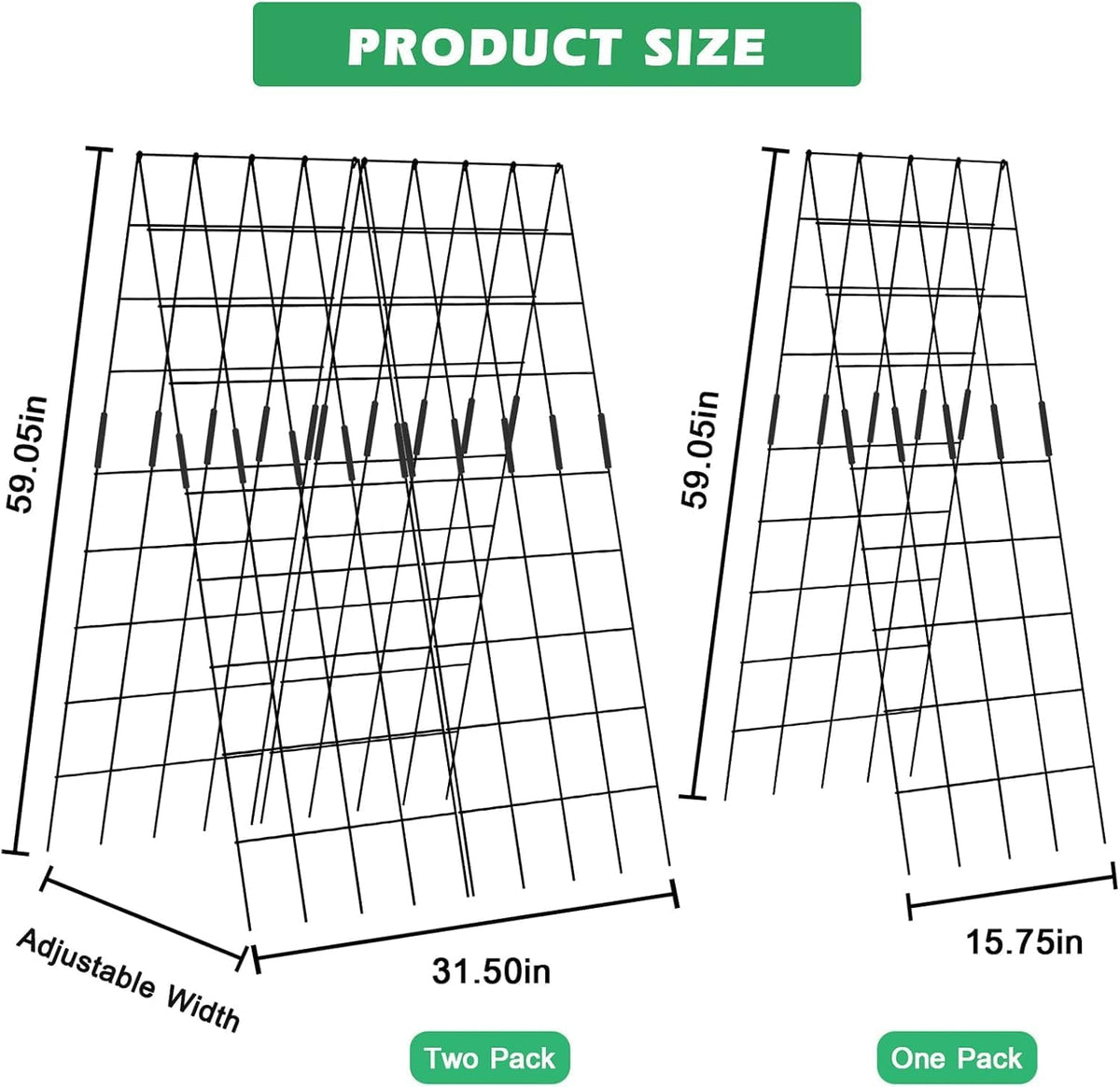 39.4" H 2 Pack Cucumber Trellis, Thickened Metal Garden Trellis