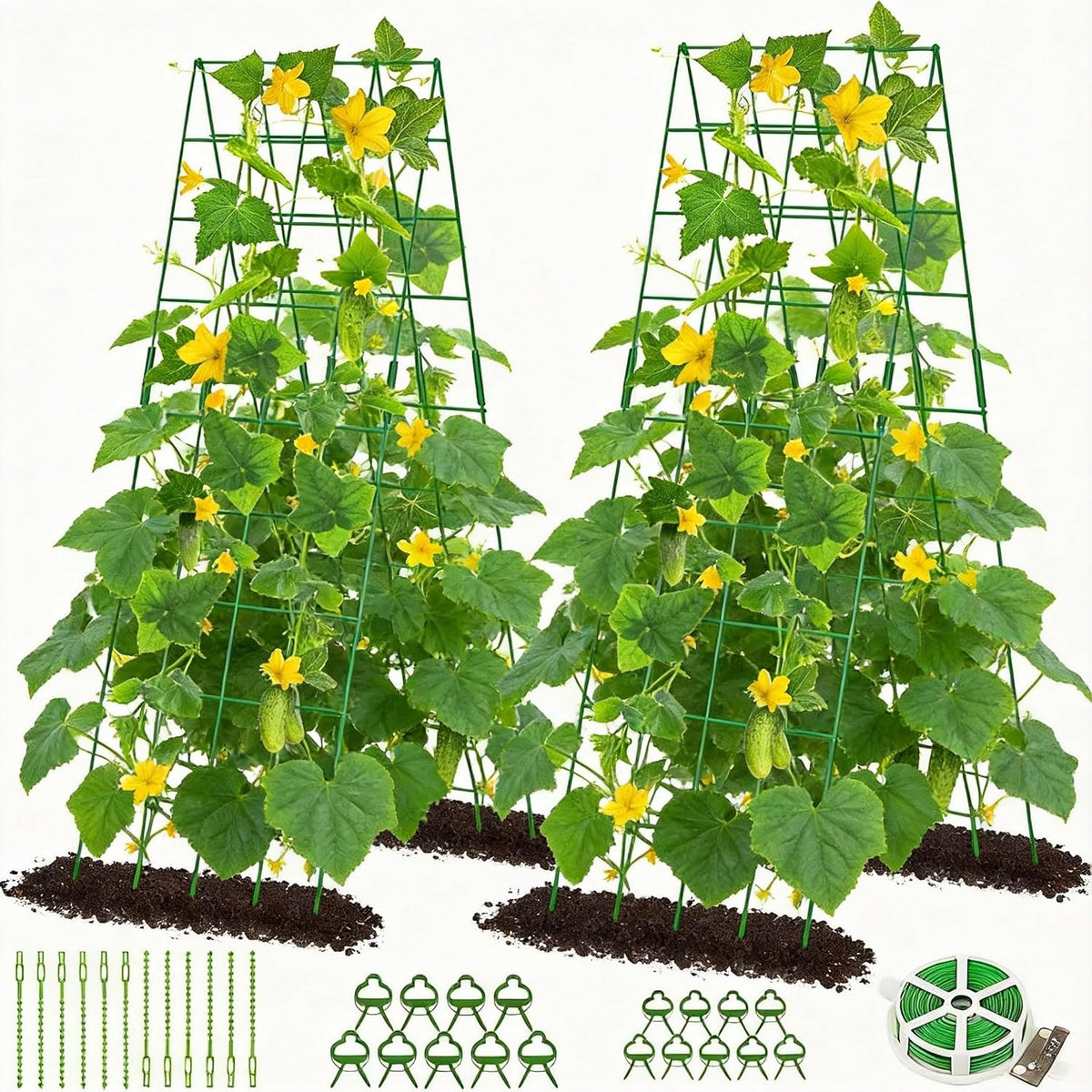 39.4" H 2 Pack Cucumber Trellis, Thickened Metal Garden Trellis