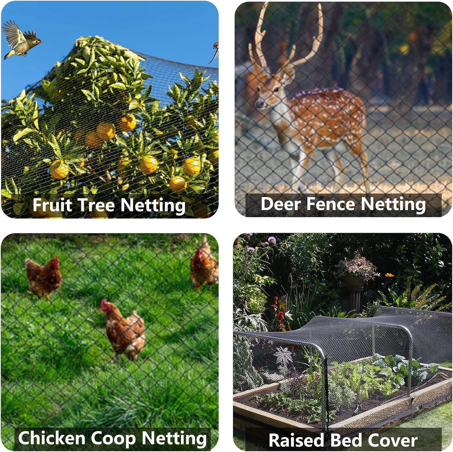 30x30ft Bird Netting, 1/2 inch Mesh, Heavy Duty Garden Netting