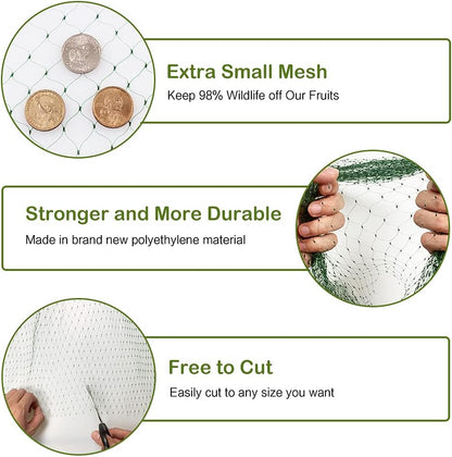 30x30ft Bird Netting, 1/2 inch Mesh, Heavy Duty Garden Netting