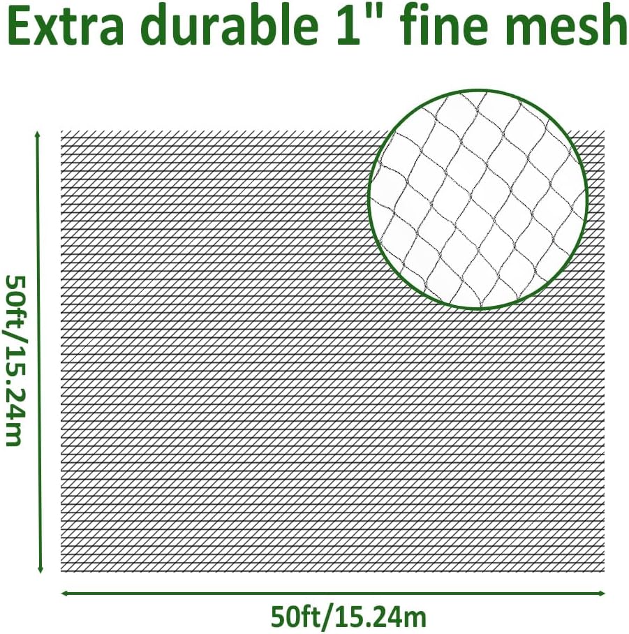 30x30ft Bird Netting, 1/2 inch Mesh, Heavy Duty Garden Netting
