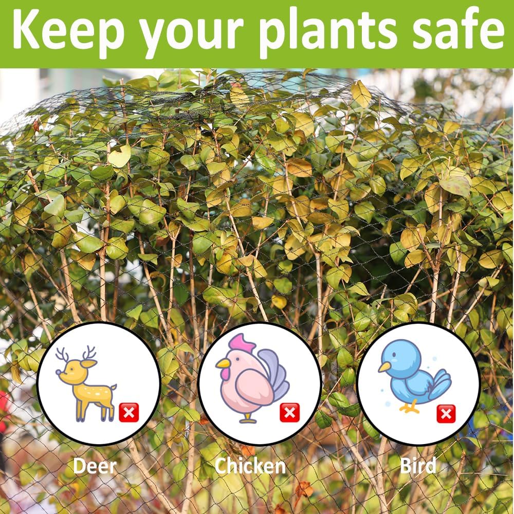 30x30ft Bird Netting, 1/2 inch Mesh, Heavy Duty Garden Netting