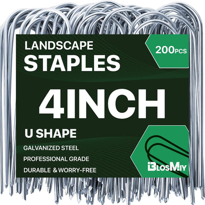 U-Shaped Landscape Staples, 200 Pack 4 Inch Drip Irrigation Stakes