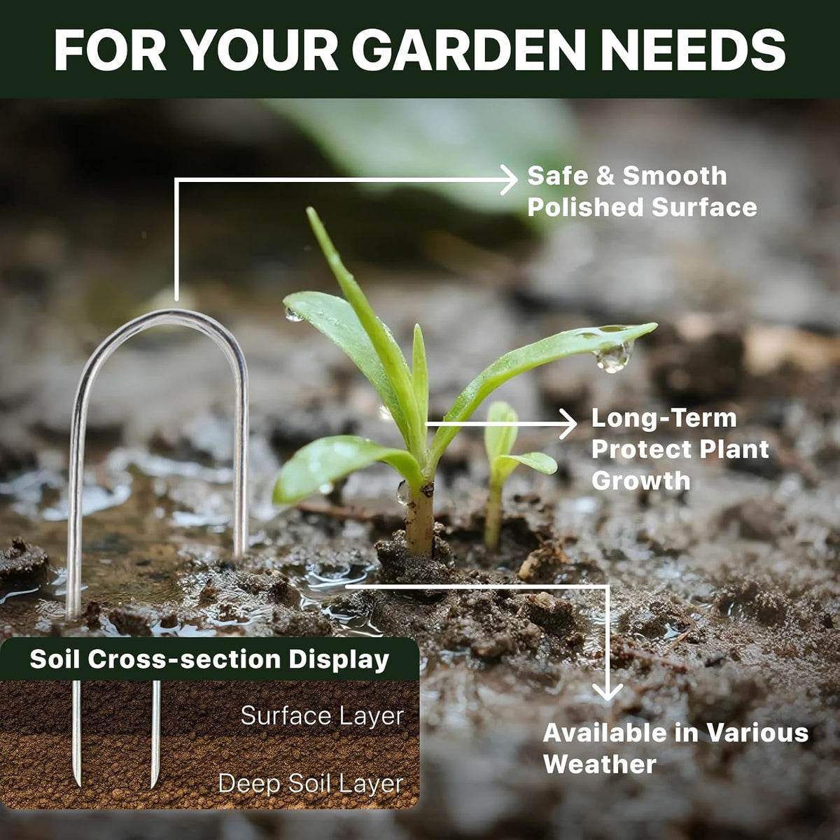 U-Shaped Landscape Staples, 200 Pack 4 Inch Drip Irrigation Stakes