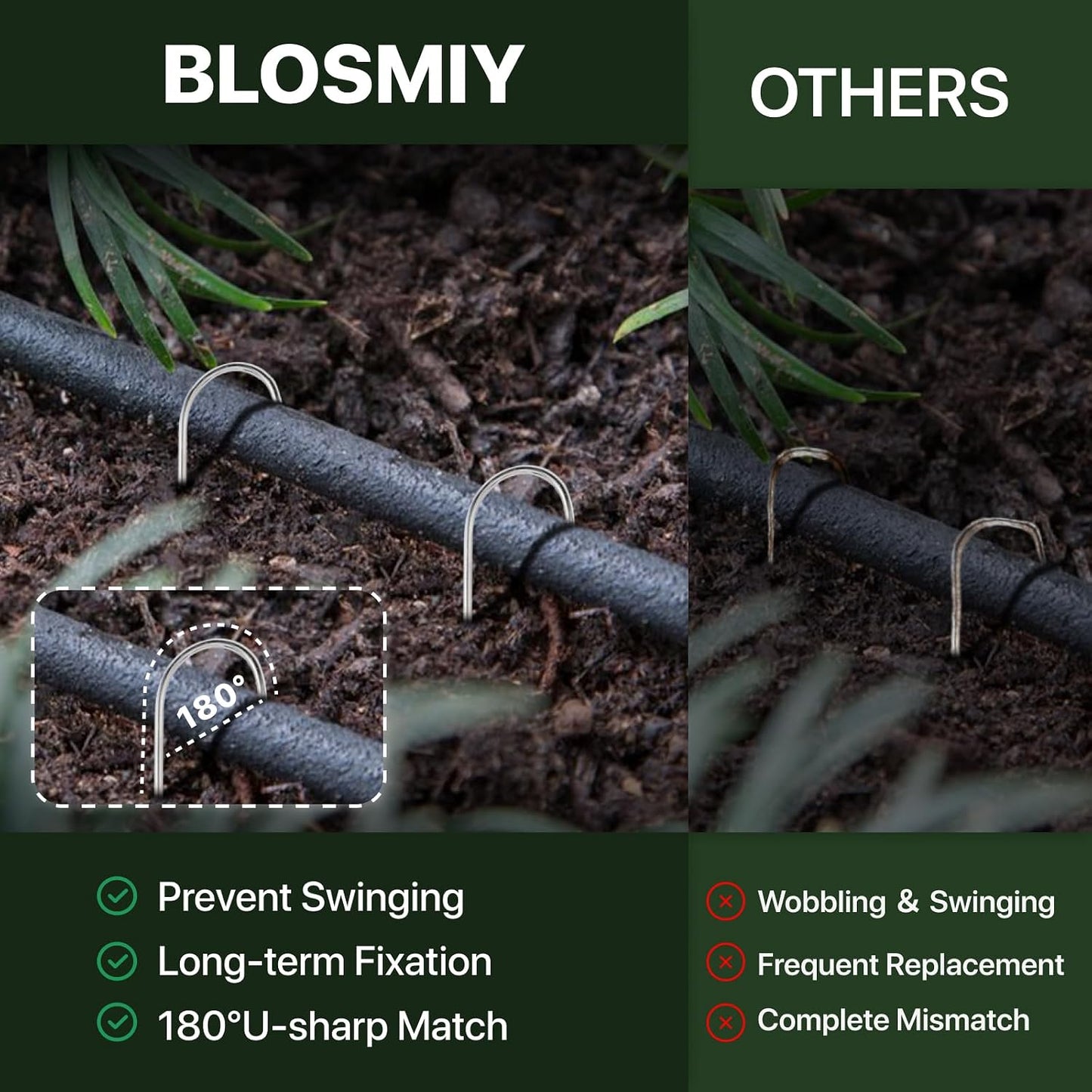 U-Shaped Landscape Staples, 200 Pack 4 Inch Drip Irrigation Stakes