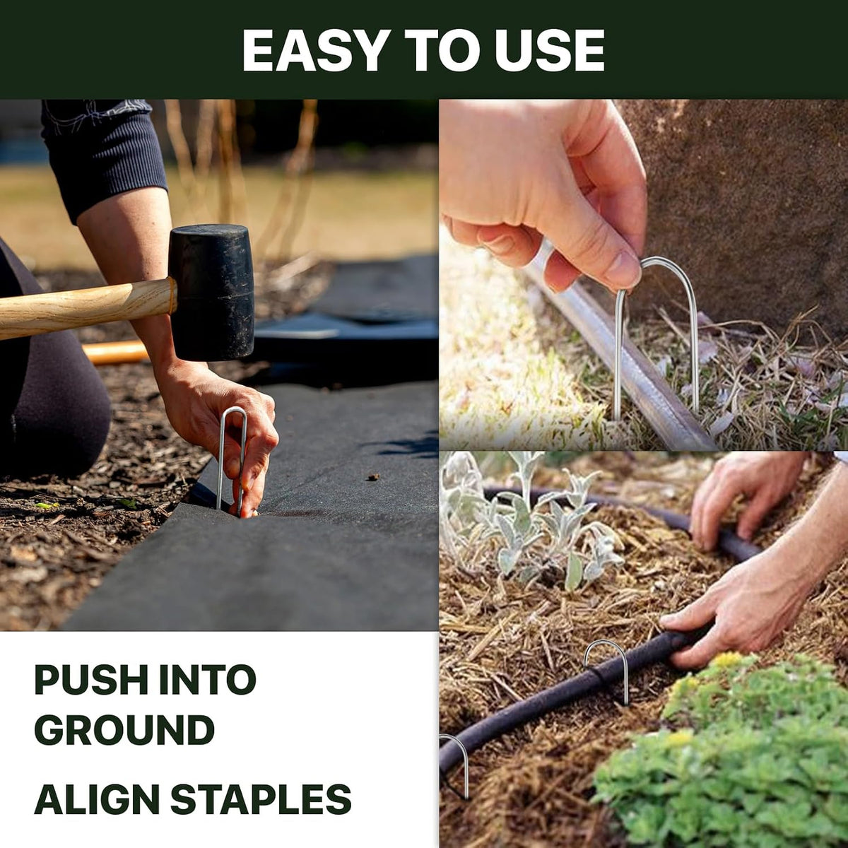 U-Shaped Landscape Staples, 200 Pack 4 Inch Drip Irrigation Stakes