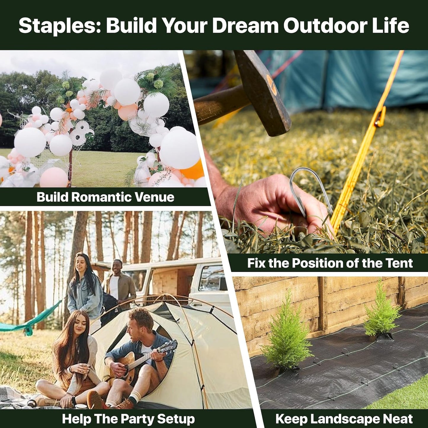 U-Shaped Landscape Staples, 200 Pack 4 Inch Drip Irrigation Stakes