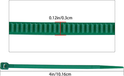 4 inch 3mm Dark Green Nylon Garden Cable Zip Ties Self Locking Cable Ties Twist Ties, Multi-Purpose Cable Tie (100 Pcs)