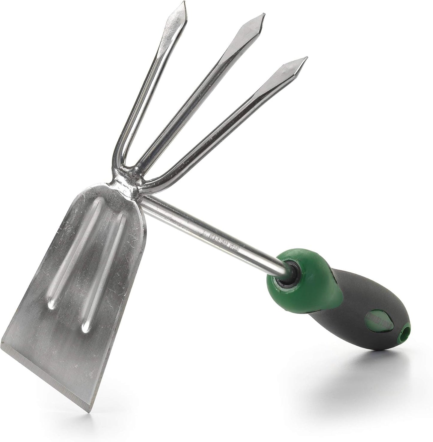 Stainless Steel Hoe and Cultivator - Hand Tiller for Gardening, Weeding, Tilling Soil - Heavy Duty Bend-Proof Stainless Steel Fork and Blade - Rust Proof Finish - Ergo Rubber Handle