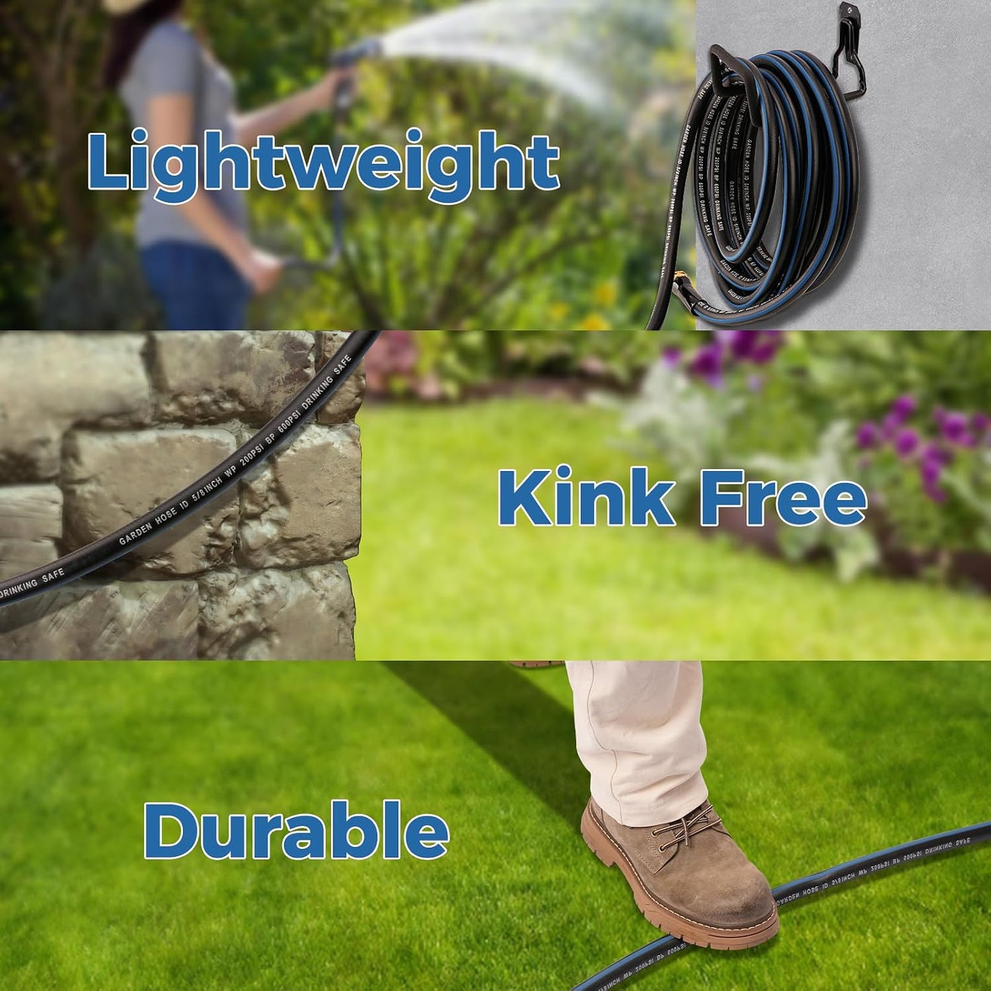 Short Garden Hose 1ft x 5/8",Rubber Leader Hose,Male to Female