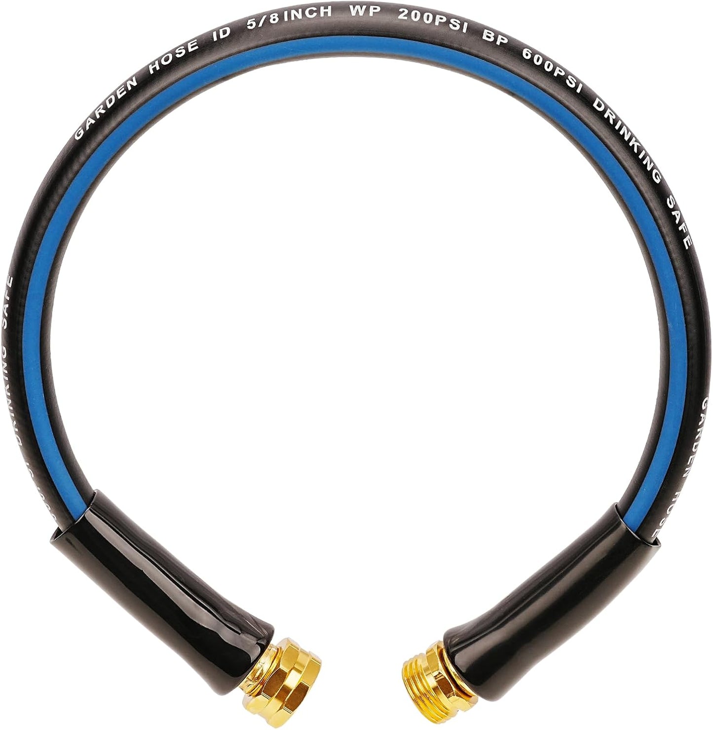 Short Garden Hose 1ft x 5/8",Rubber Leader Hose,Male to Female