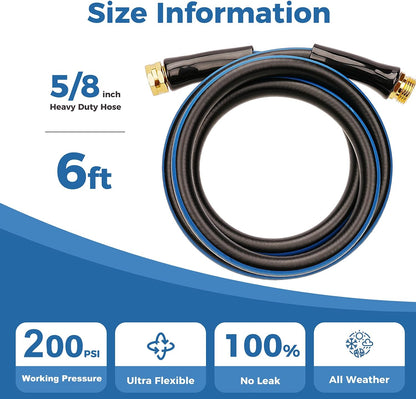 Short Garden Hose 1ft x 5/8",Rubber Leader Hose,Male to Female