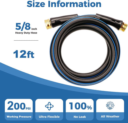 Short Garden Hose 1ft x 5/8",Rubber Leader Hose,Male to Female