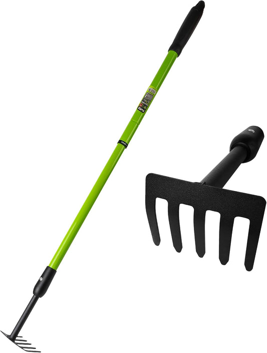 Small Garden Rake, 27-39" Telescopic Hand Cultivator