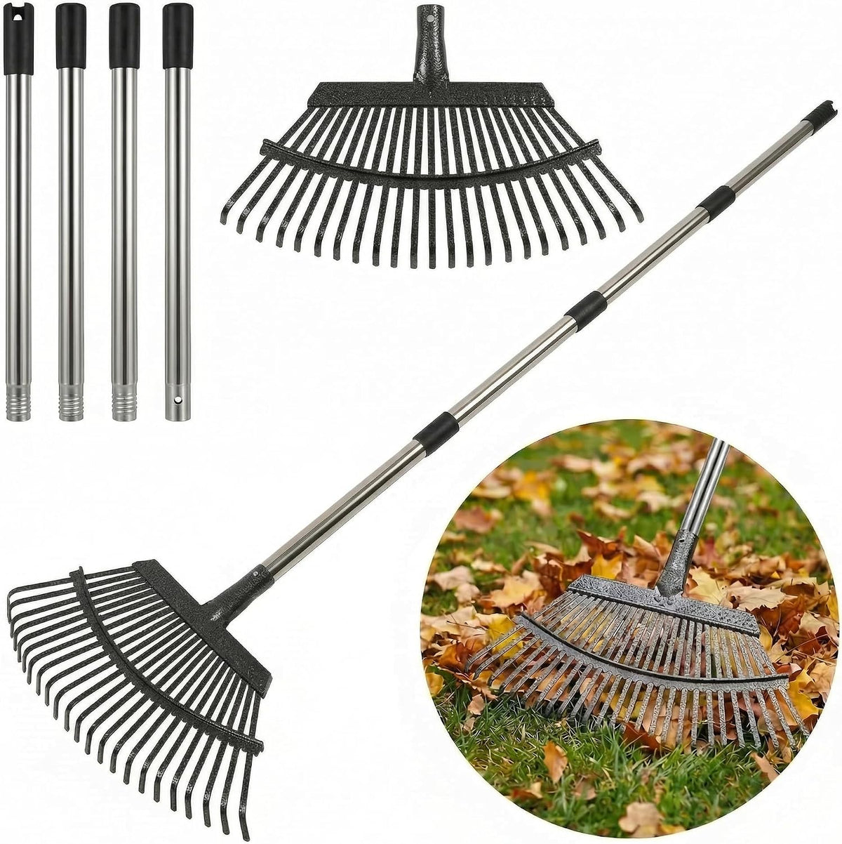 Small Garden Rake, 27-39" Telescopic Hand Cultivator