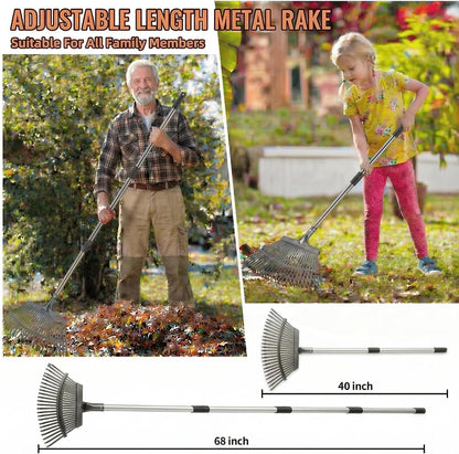 Small Garden Rake, 27-39" Telescopic Hand Cultivator