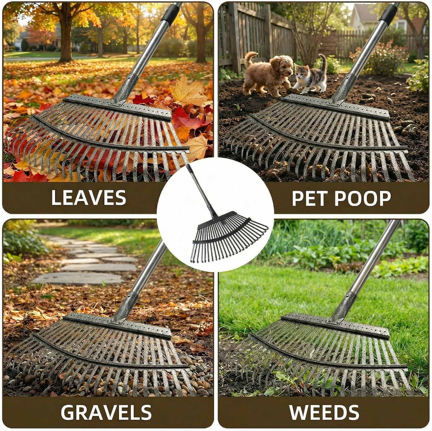 Small Garden Rake, 27-39" Telescopic Hand Cultivator