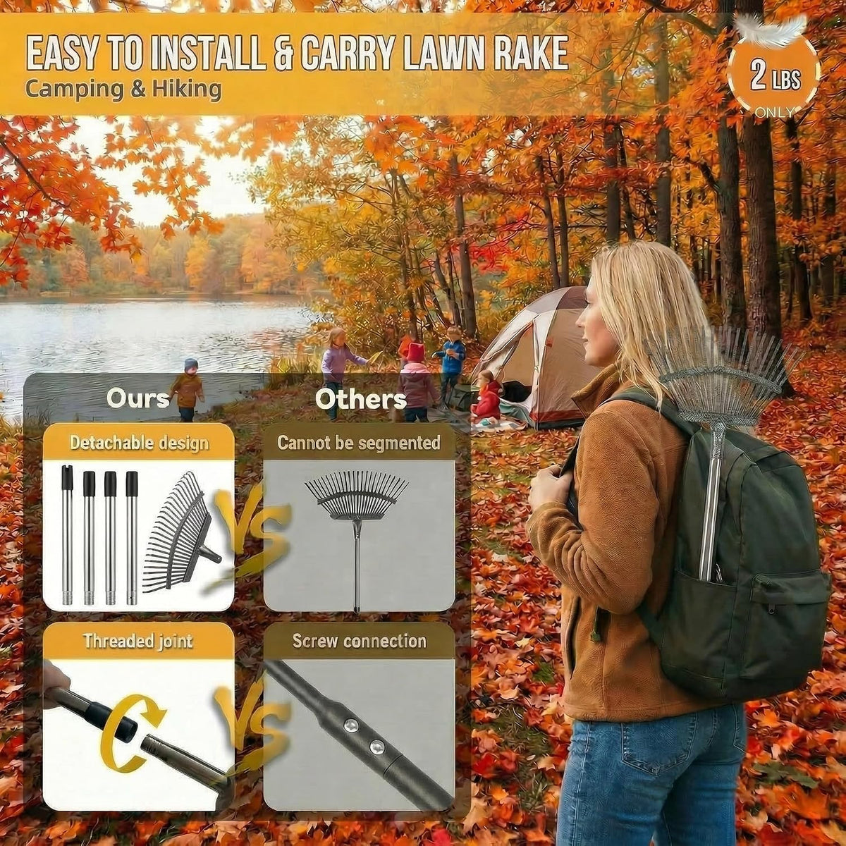 Small Garden Rake, 27-39" Telescopic Hand Cultivator