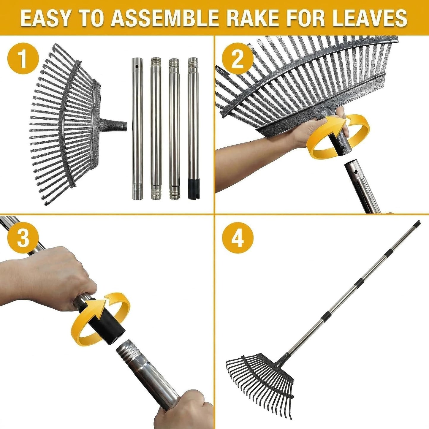 Small Garden Rake, 27-39" Telescopic Hand Cultivator