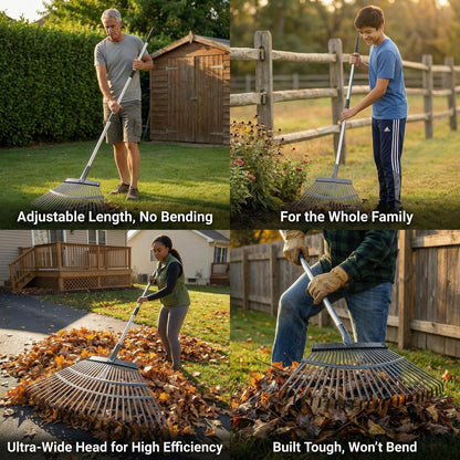 Small Garden Rake, 27-39" Telescopic Hand Cultivator