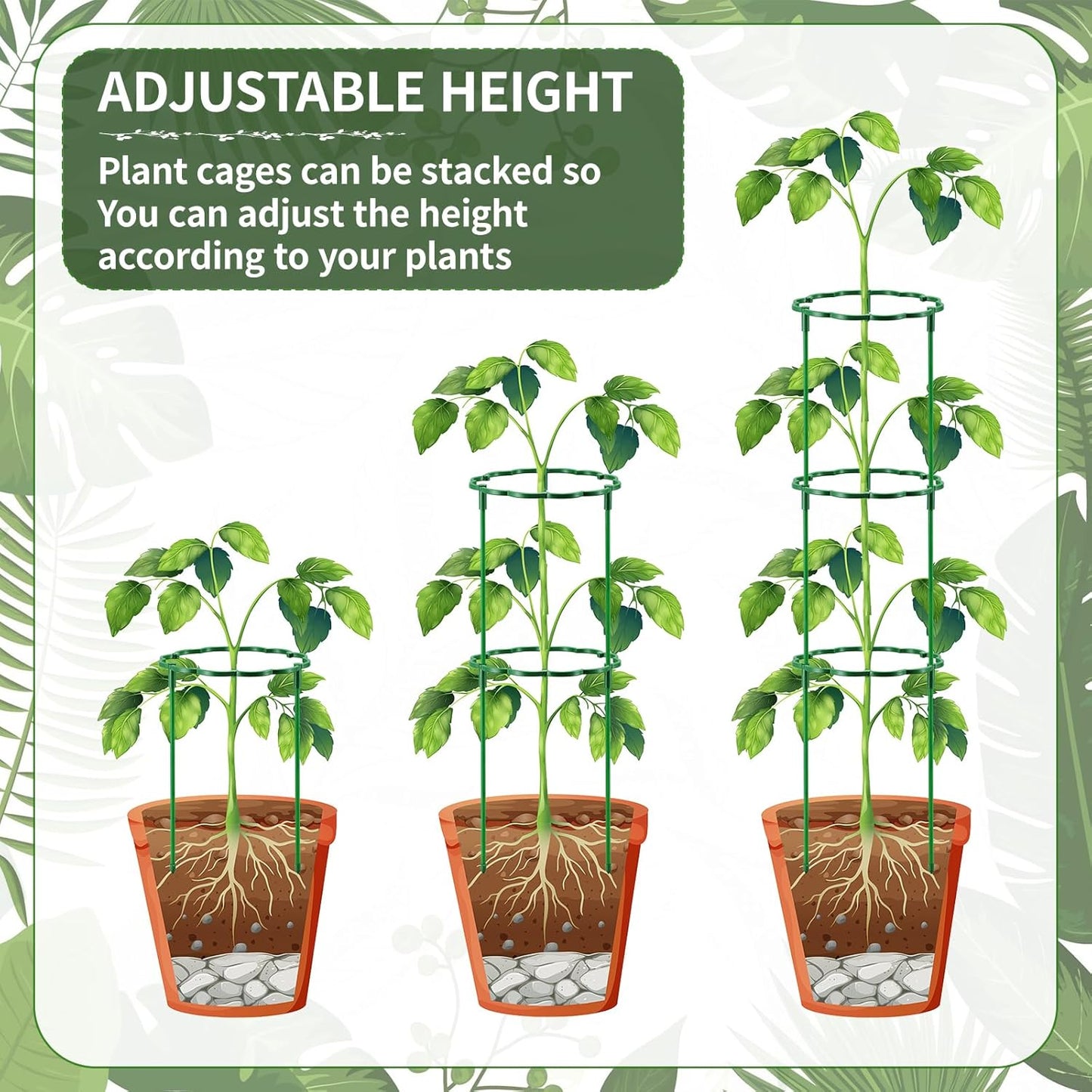 12 Pack Plant Support Stakes Sets - Versatile Plant Cages, Stackable Garden Flower Support， Small Plant Stakes for Indoor Plants,Tomato,Monstera, Peony, Hydrangea, Climbing Plants