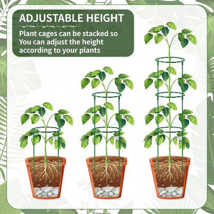12 Pack Plant Support Stakes Sets - Versatile Plant Cages, Stackable Garden Flower Support， Small Plant Stakes for Indoor Plants,Tomato,Monstera, Peony, Hydrangea, Climbing Plants