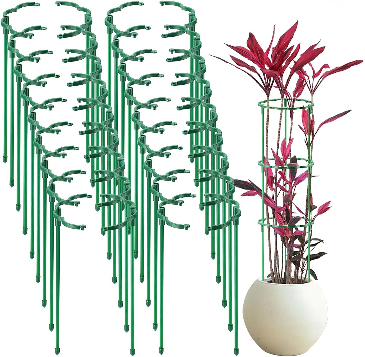 12 Pack Plant Support Stakes Sets - Versatile Plant Cages, Stackable Garden Flower Support， Small Plant Stakes for Indoor Plants,Tomato,Monstera, Peony, Hydrangea, Climbing Plants