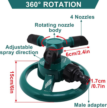Sprinklers for Yard, Automatic 360° Rotating Lawn Sprinkler, Garden Water Sprinklers for Lawns, Large Area Coverage Lawn Irrigation System, Yard Sprinkler for Lawns and Gardens Plant, 1Pcs