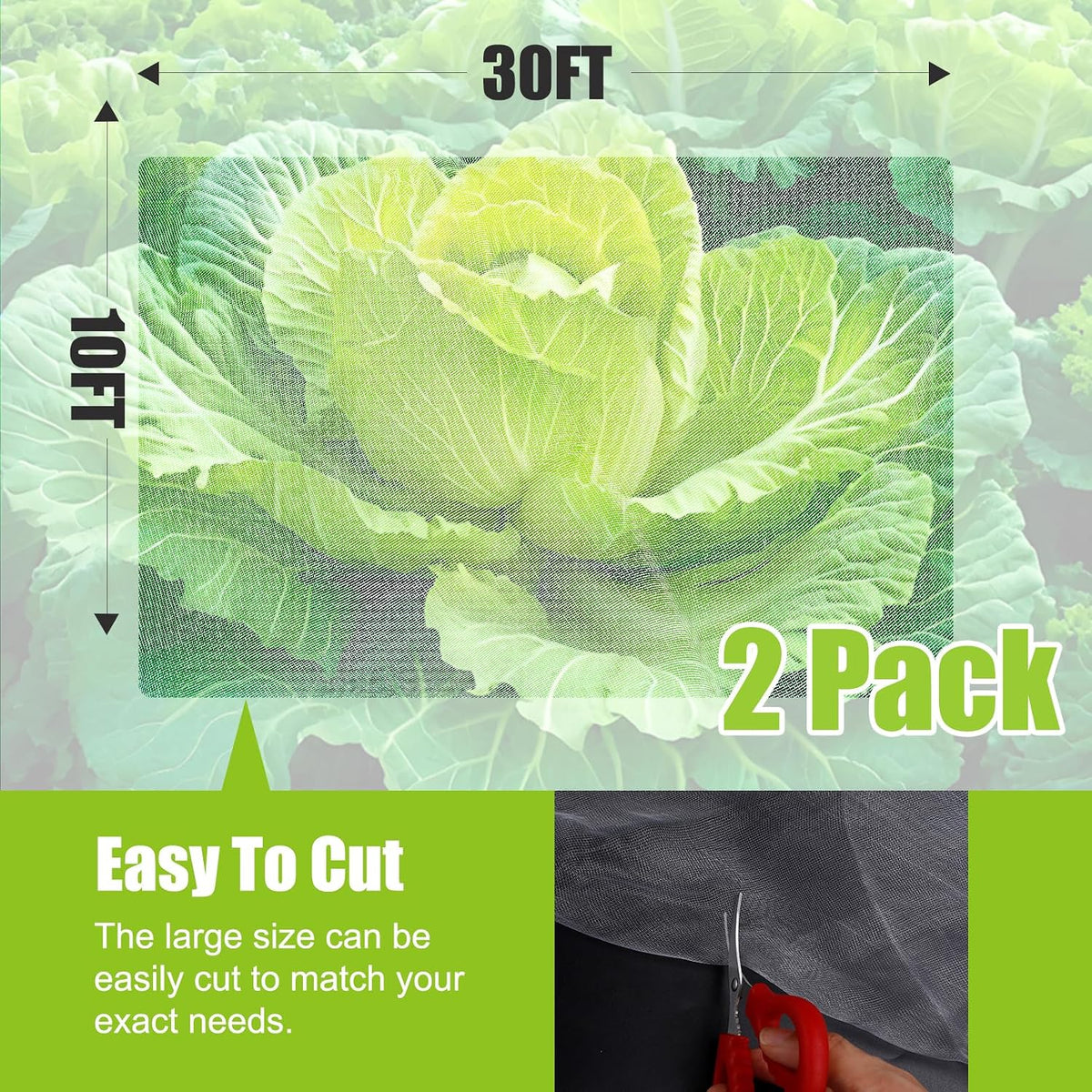 2 Pack Garden Netting, 10 x 33 FT Ultra Fine Mesh Netting