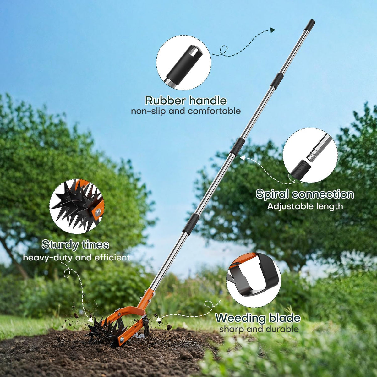 Rotary Cultivator Tiller, Combines Soil Loosen and Weed Functions