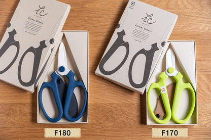 Japanese Floral Scissors - SAKAGEN Hand Creation, Professional Ultra Sharp Flower Shears for Floral Design, Ikebana & Gardening, Made in Japan, F-170 (Yellow)