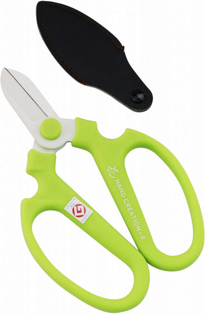 Japanese Floral Scissors - SAKAGEN Hand Creation, Professional Ultra Sharp Flower Shears for Floral Design, Ikebana & Gardening, Made in Japan, F-170 (Yellow)
