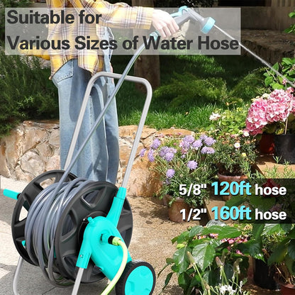 Portable Garden Hose Reel Cart, Hold Up to 100-120 Ft of 5/8 Inch Hose