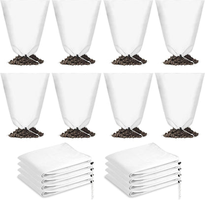 8 Pcs Winter Plant Covers Freeze Protection, 39.4x23.6 Inch Horizontal Shrub Tree Plant Protection Bags with Drawstring Plant Protector Shrub Frost Blanket for Winter Outdoor Garden Potted Plants