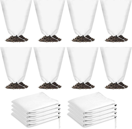 8 Pcs Winter Plant Covers Freeze Protection, 39.4x23.6 Inch Horizontal Shrub Tree Plant Protection Bags with Drawstring Plant Protector Shrub Frost Blanket for Winter Outdoor Garden Potted Plants