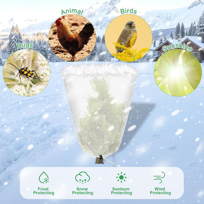 8 Pcs Winter Plant Covers Freeze Protection, 39.4x23.6 Inch Horizontal Shrub Tree Plant Protection Bags with Drawstring Plant Protector Shrub Frost Blanket for Winter Outdoor Garden Potted Plants