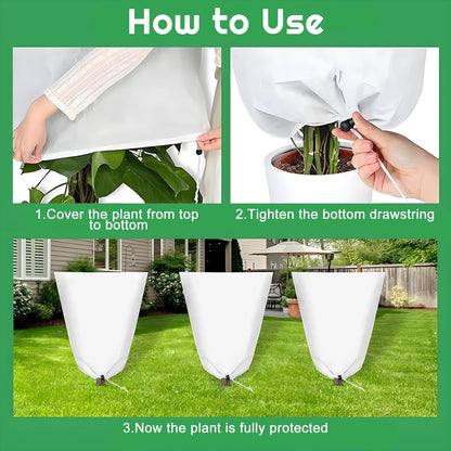8 Pcs Winter Plant Covers Freeze Protection, 39.4x23.6 Inch Horizontal Shrub Tree Plant Protection Bags with Drawstring Plant Protector Shrub Frost Blanket for Winter Outdoor Garden Potted Plants