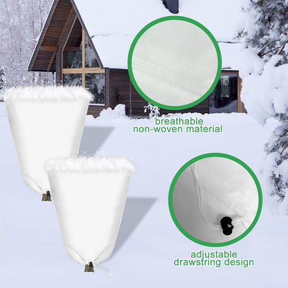 8 Pcs Winter Plant Covers Freeze Protection, 39.4x23.6 Inch Horizontal Shrub Tree Plant Protection Bags with Drawstring Plant Protector Shrub Frost Blanket for Winter Outdoor Garden Potted Plants