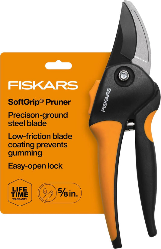 SoftGrip Bypass Pruning Shears, 5/8" Cut Capacity Garden Clippers