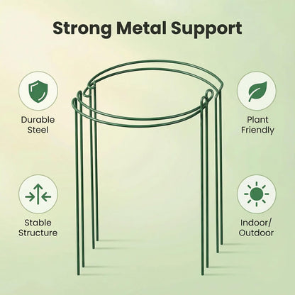 TUKIU 6 Pack 13 Inch Plant Stakes, Metal Peony Cages and Supports, Garden Stakes Plant Support Cage, Plant Support Ring Border for Peony Tomato,Hydrangea,Flower Indoor Outdoor (7.8" W x 13" H)