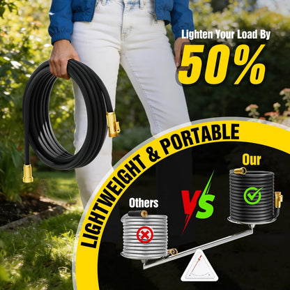Garden Hose 100 ft Non-Expandable, Flexible Water Hose, Lightweight Hose with 10-Function Nozzle for Yard, Portable, Leak Proof, All-Weather Water Pipe for Outdoor, Car Wash, RV, Lawn