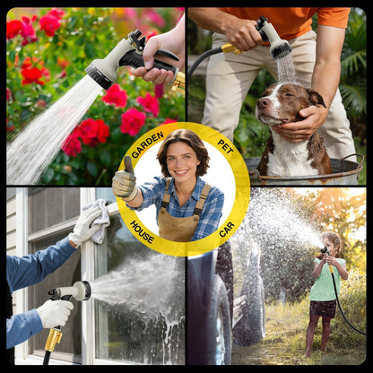 Garden Hose 100 ft Non-Expandable, Flexible Water Hose, Lightweight Hose with 10-Function Nozzle for Yard, Portable, Leak Proof, All-Weather Water Pipe for Outdoor, Car Wash, RV, Lawn