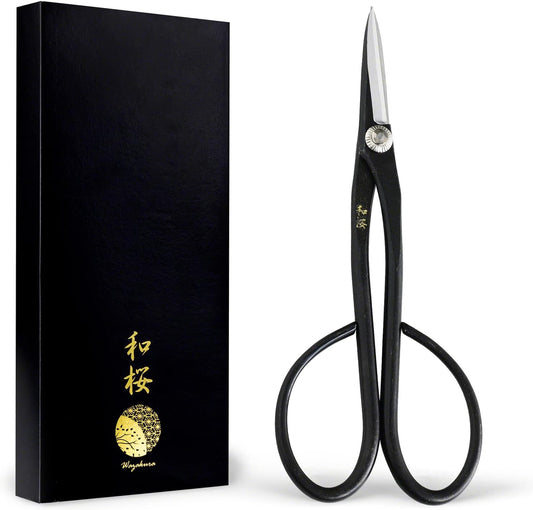Wazakura Yasugi Steel Series Satsuki Bonsai Trimming Scissors, Made in Japan 7inch (180mm), Japanese Garden Snip Tools, Bonsai Tree Branch Leaf Pruning Shears - Yasugi Steel Satsuki Scissors