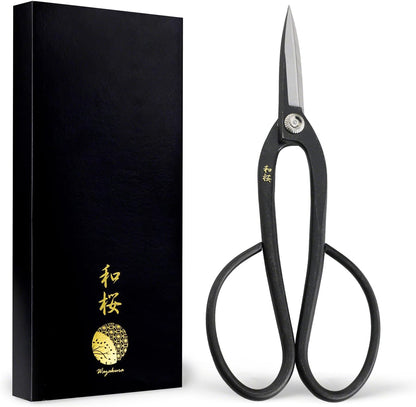 Wazakura Yasugi Steel Series Satsuki Bonsai Trimming Scissors, Made in Japan 7inch (180mm), Japanese Garden Snip Tools, Bonsai Tree Branch Leaf Pruning Shears - Yasugi Steel Satsuki Scissors
