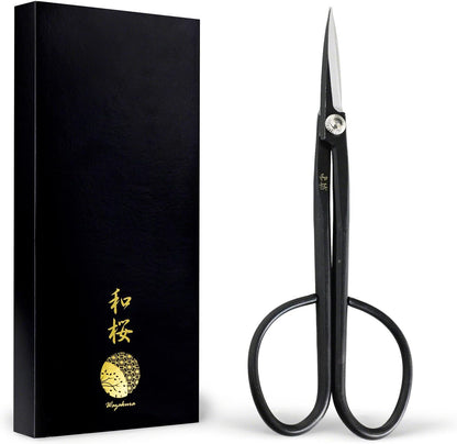 Wazakura Yasugi Steel Series Satsuki Bonsai Trimming Scissors, Made in Japan 7inch (180mm), Japanese Garden Snip Tools, Bonsai Tree Branch Leaf Pruning Shears - Yasugi Steel Satsuki Scissors