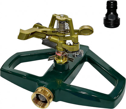 Heavy Duty Pulsating Impact Lawn Sprinkler with Metal Base,All Metal Adjustable Rotating Circular Impulse Lawn Sprinkler for Medium to Large Areas, Coverage up to 5,800 Sq. Ft