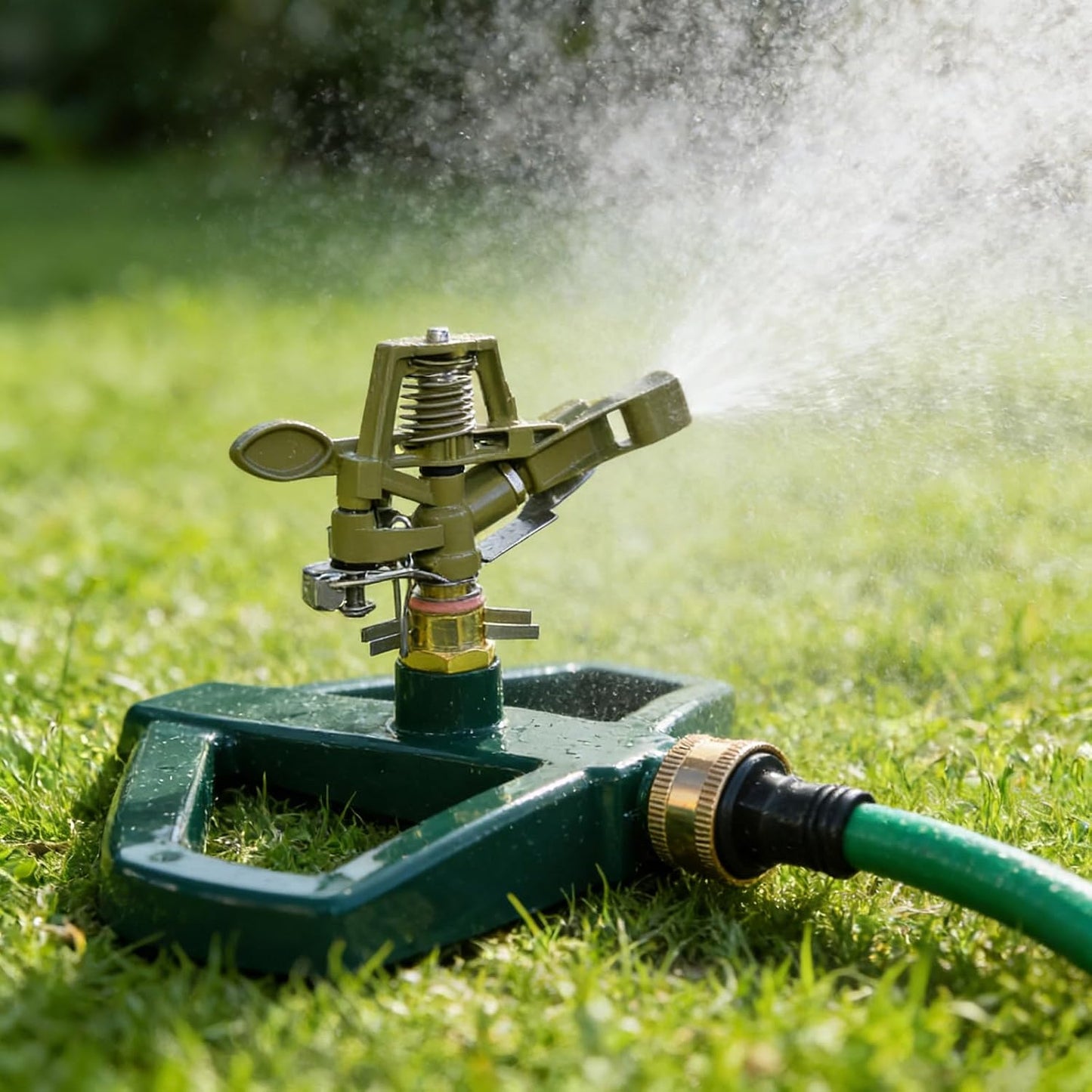 Heavy Duty Pulsating Impact Lawn Sprinkler with Metal Base,All Metal Adjustable Rotating Circular Impulse Lawn Sprinkler for Medium to Large Areas, Coverage up to 5,800 Sq. Ft