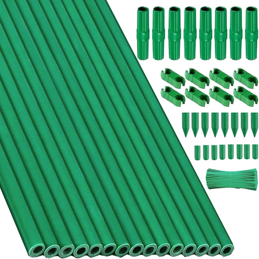 Garden Stakes Kit: 15Sets Fiberglass Plant Sticks Supports & Accessories for DIY 4ft, 5ft, 6ft, 7ft Stakes for Tomato, Vegetables, Indoor & Outdoor Gardening Supplies (15)