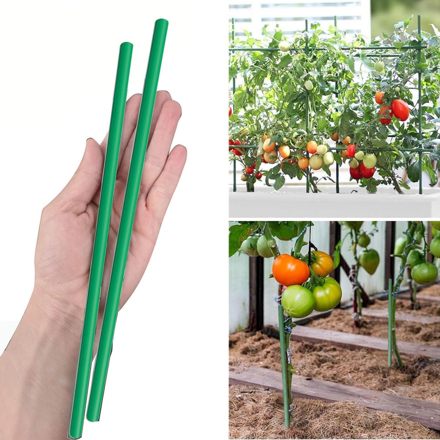 Garden Stakes Kit: 15Sets Fiberglass Plant Sticks Supports & Accessories for DIY 4ft, 5ft, 6ft, 7ft Stakes for Tomato, Vegetables, Indoor & Outdoor Gardening Supplies (15)