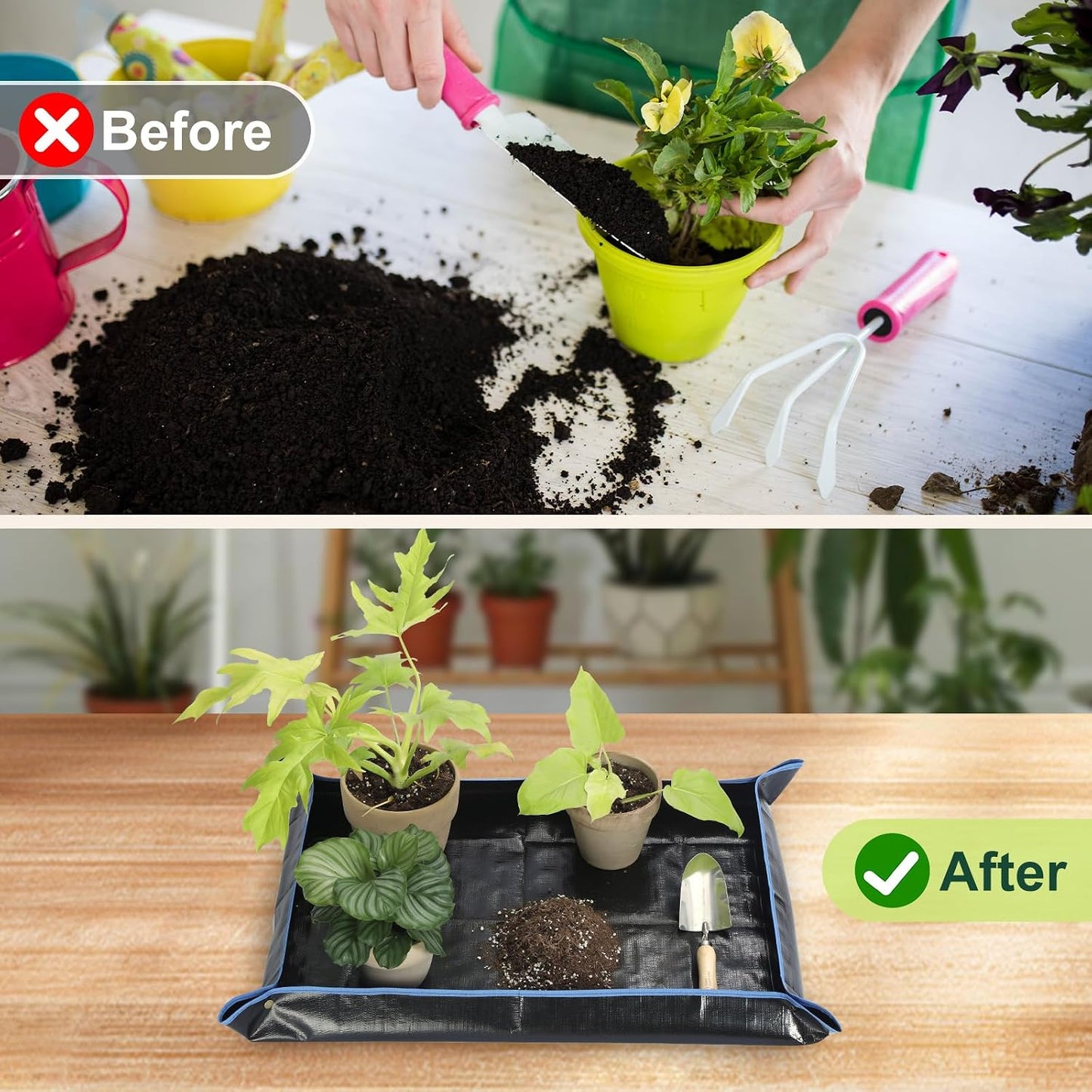 Waterproof Repotting Mat Super Thick for Potting Soil & Mix 26.8"x26.8"